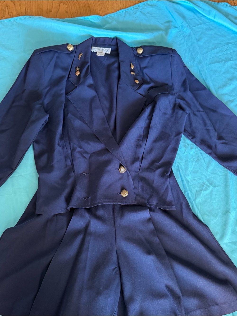 Vintage 1980s Navy Nautical Blazer Short Set Coastal Grandma Sailor Coquette 7